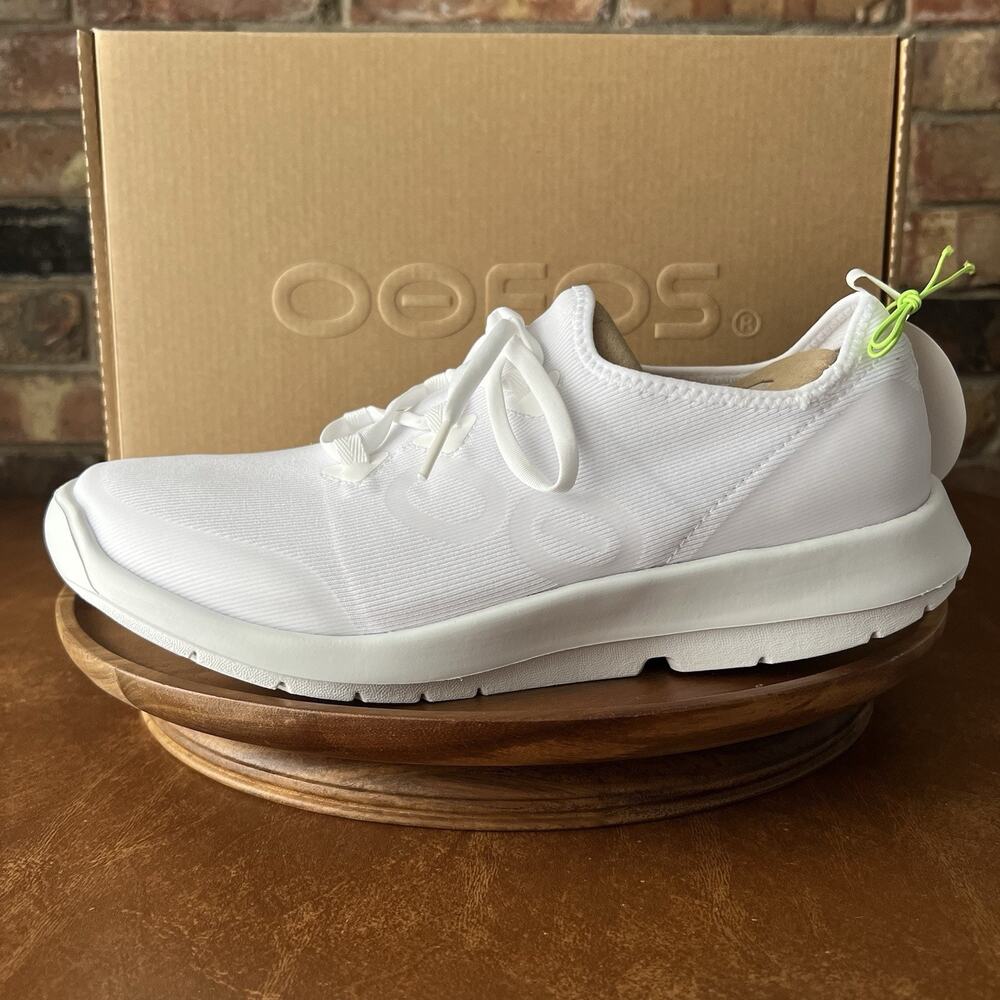 OOFOS Men's 9.5 OOmg Sport LS Low Recovery Supportive Cushion Knitted Shoe White